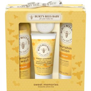 Burt's Bees Baby Sweet Memories Gift Set with Keepsake Photo Box, 4 Piece Set