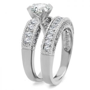Wedding Rings Set for Him and Her Stainless Steel CZ Promise Rings for Couples Matching His and Hers Engagement Rings Bands Mens and Womens Jewelry Set